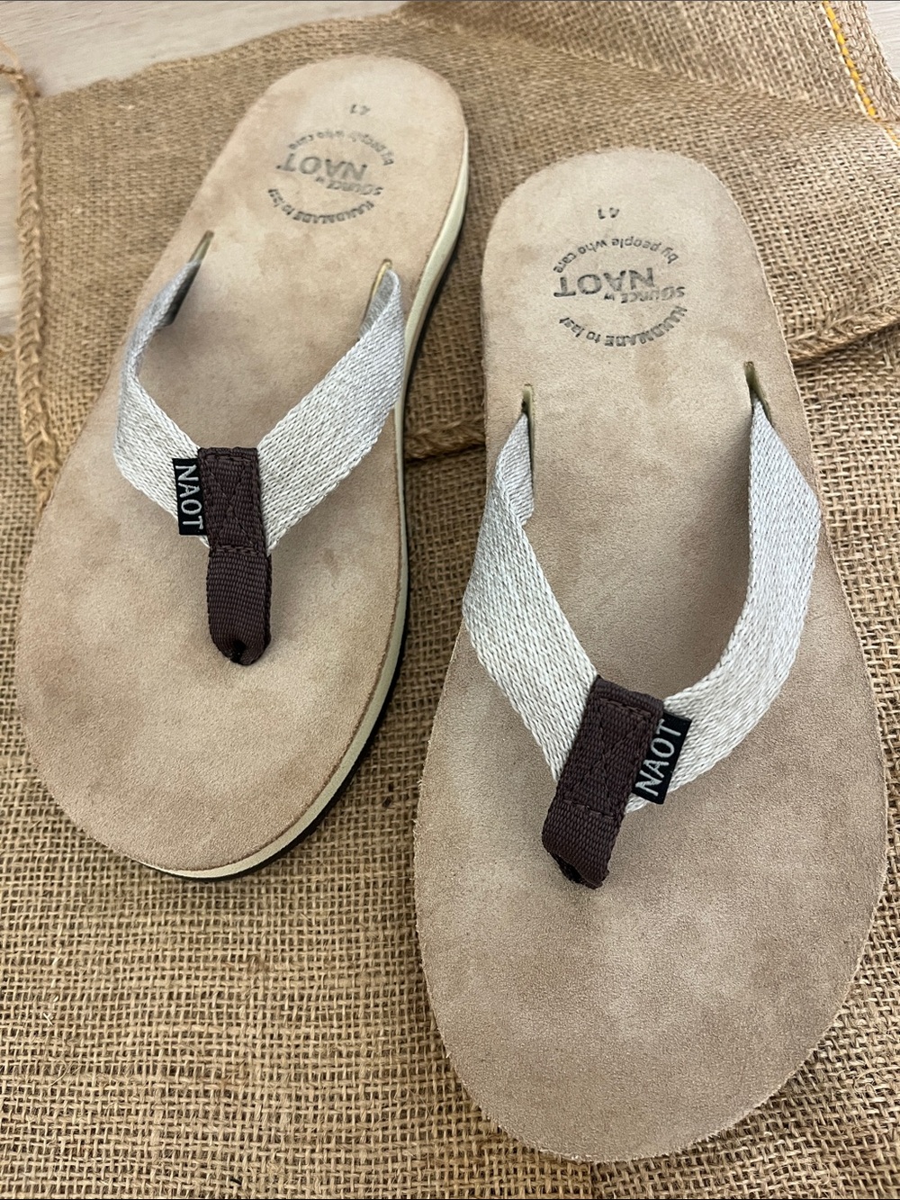 Naot Comfort Leather Flip Flop Sandals EU 41 US Men’s 8 Tan Orthopedic